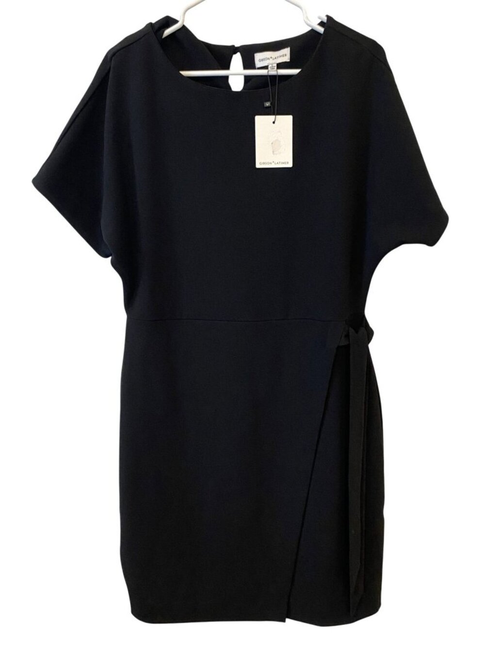 NWT Gibson Latimer Womens L Black Sheath Dress Quiet Luxury Cocktail